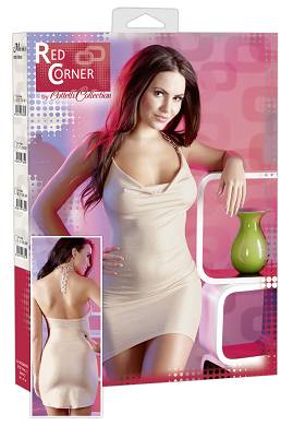 Hautfarbenes Minikleid mit Silberglitzer