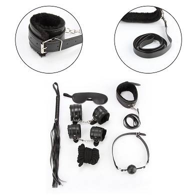 7pc Fessel-Set Knöchel Handgelenke Fesselspiele Sexspiele Bondage BDSM Gag ball