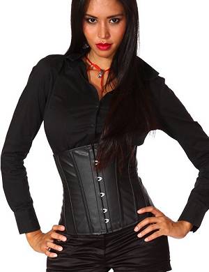 Zugeschnuert-Shop - Unterbrust-Korsett Leder-Optikschwarz