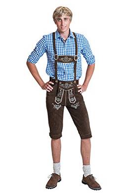 Herren Trachten Lederhose Kniebundhose mit Trägern in verschiedenen Farben. Trachtenl