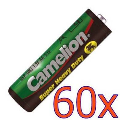 60x Camelion Zink-Kohle Mignon AA R6 R06 LR6 UM3 MN1500 Batterie 1,5V