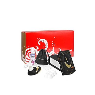 Womanizer Box: Womanizer Pro W500 GOLD EDITION + Gleitgel + 5 Ersatzbehandlungsköpfe