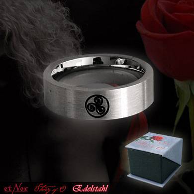 Ring Story of O. ''Peitschenrad'' Edelstahl, BDSM, Partnerring, mit De