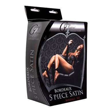 5-teiliges Bondage-Set Satin in Schwarz