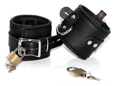 Leder Fufessel TRINITY - schwarz