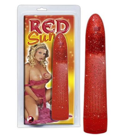 Glitzer Vibrator Red Sun - 16,5 cm lang