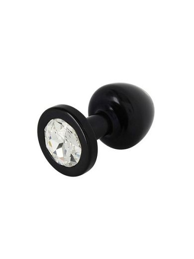Diogol Buttplug: Edelstahl mit Kristall, schwarz (3,5cm)