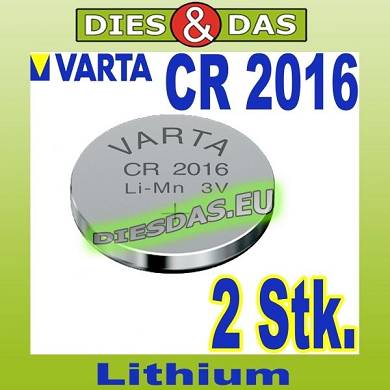 2 Stk. Varta CR 2016 Knopfzelle Knopfbatterie lose
