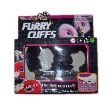 Stabile Furry Plüschhandschellen schwarz Plüsch Handschellen