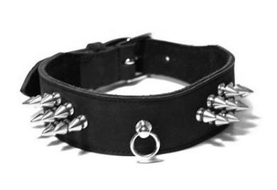 Leder Halsband mit Ring der O - SPIKE III