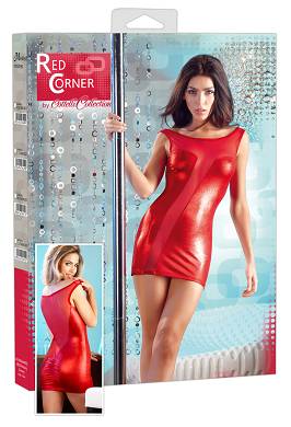 Freches Minikleid aus rotem Glanz-Stoff
