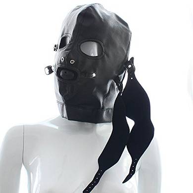 Greenpinecone 3 Loch Haube Bondage Leder komplette Gesicht Maske Kopf Maske Kopfmaske Mit