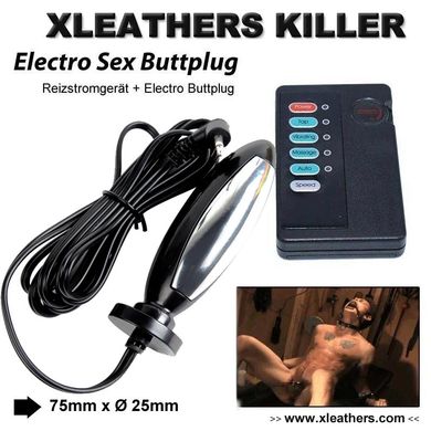 Electro Sex Buttplug 75x25 mm inkl. Sammy Reizstromgerät
