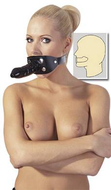 Leder Mundknebel mit abknpfbarem Latex-Dildo