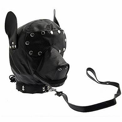GREENPINECONE Bondage BDSM Hund Maske. Kopf Maske mit Mund Reißverschluss Knebel und