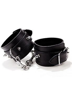 Handfesseln - OUCH SPIKED Leather black