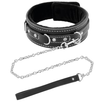 Darkness Black Furry Collar with Leash black
