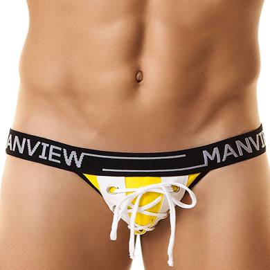 ManView Campus Gym Jockstrap Underwear Yellow/White