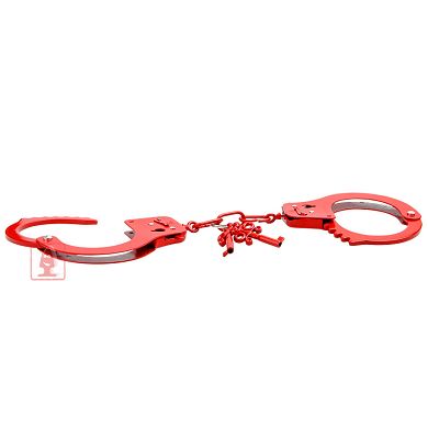 Rote Metallhandschellen