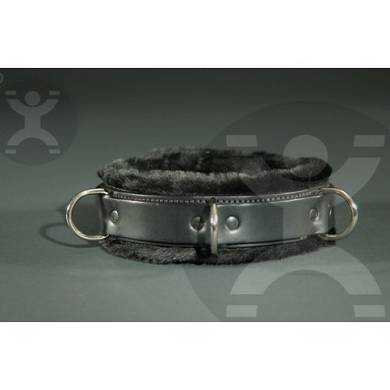 Leder Halsband mit Kunstpelz