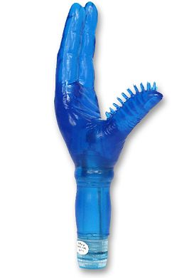23 cm Two Finger Juice Junky Vibrator blau