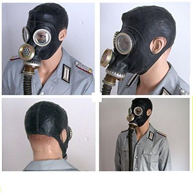 Gasmaske . NVA. schwarz mit Schlauch. Fetisch. Halloween. Gummiartikel. Black Rubber