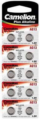 10x Batterie Knopfzelle AG13 Camelion Plus Alkaline 1,5V - LR44, G13, LR44, A76