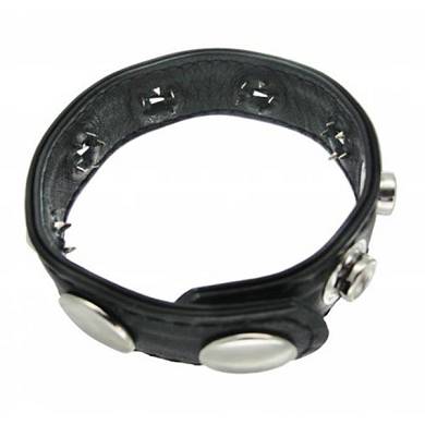 Penisring aus Leder mit Druckknpfen und Spikes
