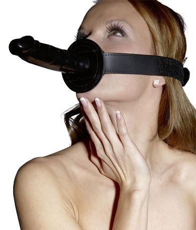 Leder Umschnallknebel mit Latexdildo