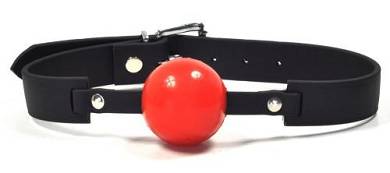 Ballknebel schwarz/rot Biothane mit 4.5cm großen Silikonball