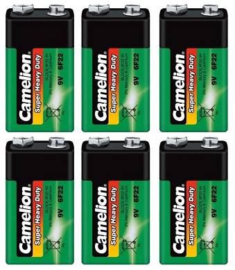 6x CAMELION 9V BLOCK BATTERIE MN1604 6F22 HEAVY DUTY BATTERY TOP FR RAUCHMELDER