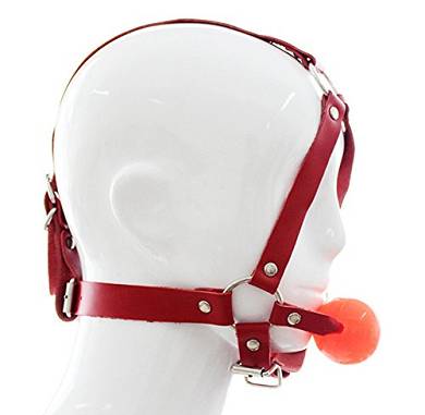 Greenpinecone Leder kopfharness Bondage SM Fetisch Mundknebel Ballknebel Ball Gag - rot
