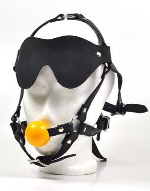 Harness mit Ballknebel und Augenbinde orange