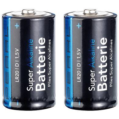 PEARL Super Alkaline Batterien Mono 1,5V Typ D im 2er-Pack