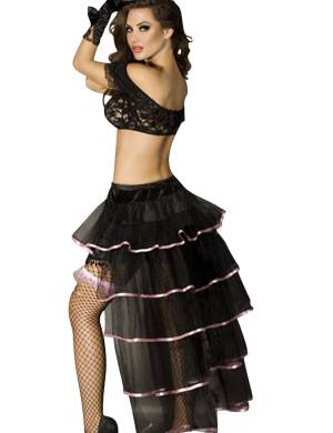 Vintage Burlesque Rock in schwarz mit rosa Satin