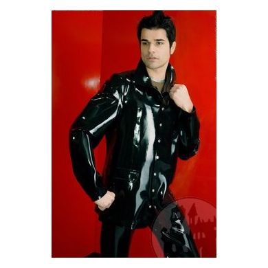 Latex Jacke fr Herren mit Druckknpfen, geklebt