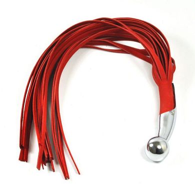 Leder Peitsche mit Metallgriff - rot
