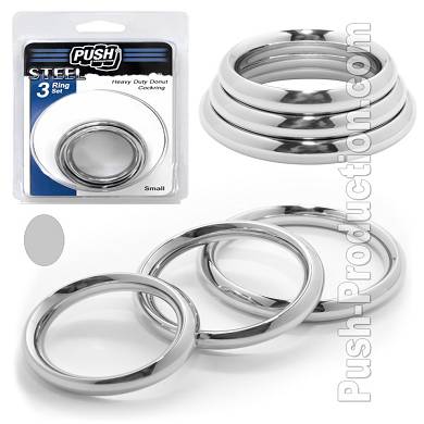 Push Steel - Heavy Duty Donut Cockring 3-Ring Set Small