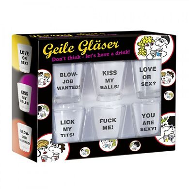 Geile Glser Set - 6 Glser mit frechen Sprchen