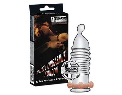 Secura Multi-Orgasmus Kondom 12 Stck gerillt inkl. Penisring