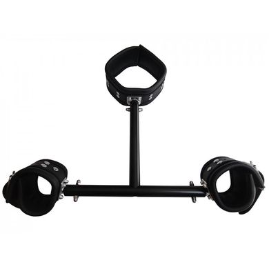 HardcoreDeLuxe Schwere Hals-Hand-Fesseln Leder schwarz