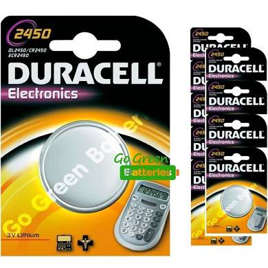 10 x Duracell CR2450 3V Lithium Knopfzellen-Batterie 2450