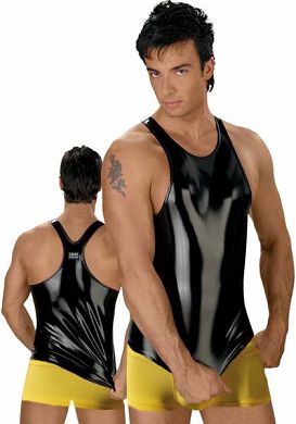 Eros Veneziani Herren Lack-Shirt in schwarz