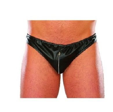Leder Slip mit Front-Reiverschluss