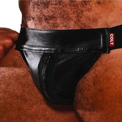 Colt Leather Zip Jock - Black