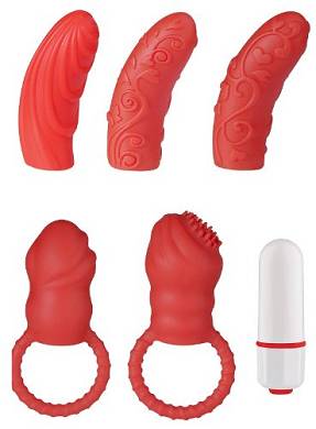 Dream Toys Neon Vibration - Set 6 teilig 3 Dildos. 2 Cockring. 1 Vibator. Länge circa