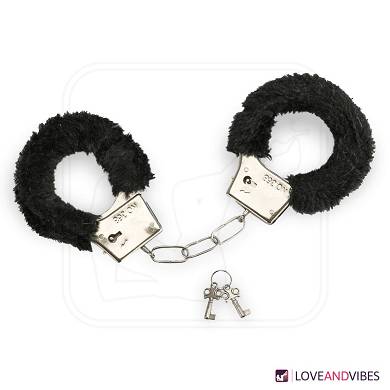Schwarze Plsch-Handschellen