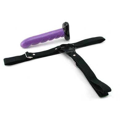 Rotierender Strap-on Vibrator mit Harness in Violett