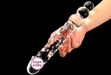 12" Beaded Clear Groß Glass Dildo Penis & Butt Plug mit 3 Big Beads Weiblic