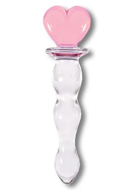20 x 3,5 cm Glasdildo - Crystal Heart pink